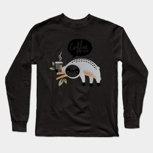 sloth coffee drink shirt Long Sleeve T-Shirt